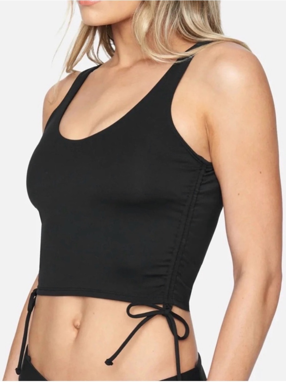 Hurley Black Side-Tie Scoop Crop Tank
